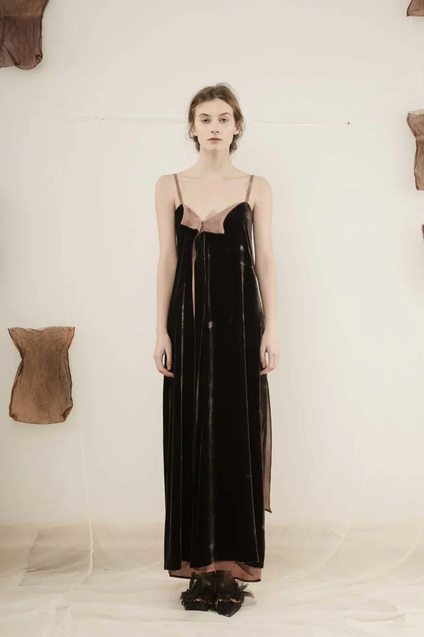 MUTEDANCE (burgundy velvet strap dress) MD19SS03